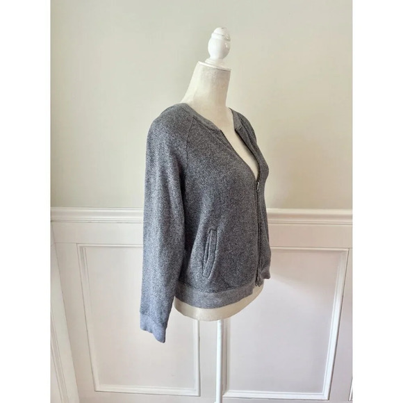 J. Jill Gray Zip Front Cardigan Sweatshirt XSP - Picture 2 of 4